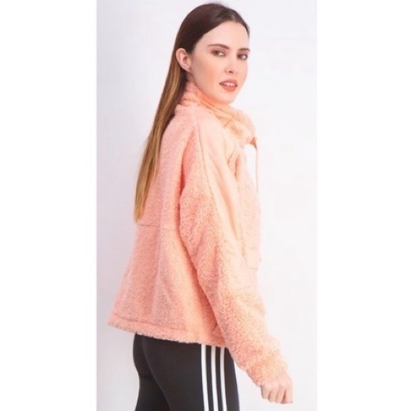 ADIDAS 🌸 Pink Sherpa High Neck Pullover - Picture 8 of 16